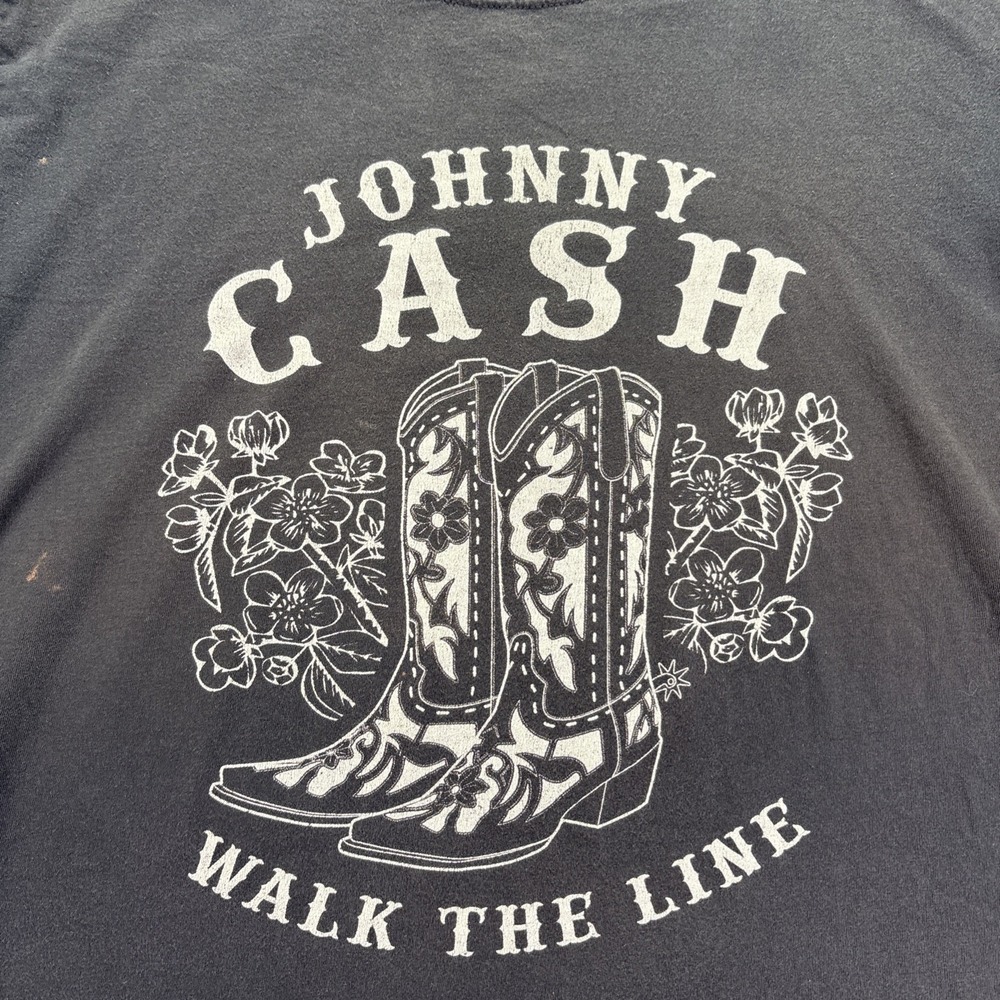Men's Retro Johnny Cash "Walk the Line" T-Shirt Size- Large Cotton Black - Picture 1 of 6